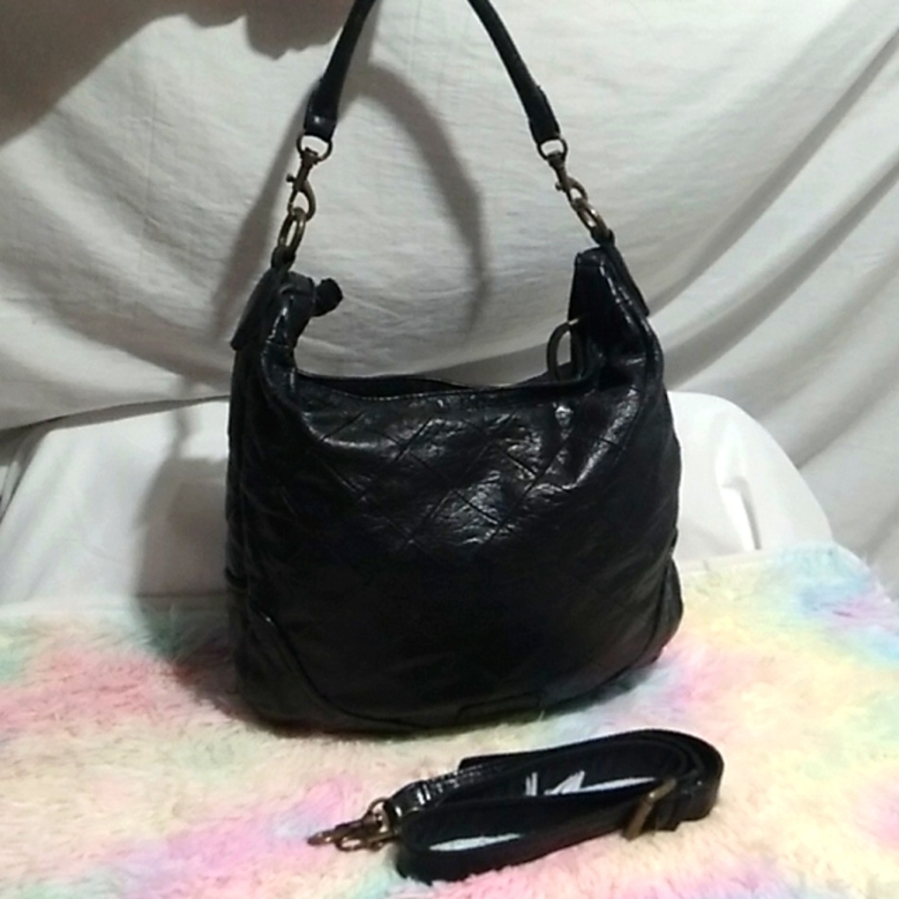 Liebeskind Black Diamond Quilted Leather Shoulder/Crossbody Large Bag